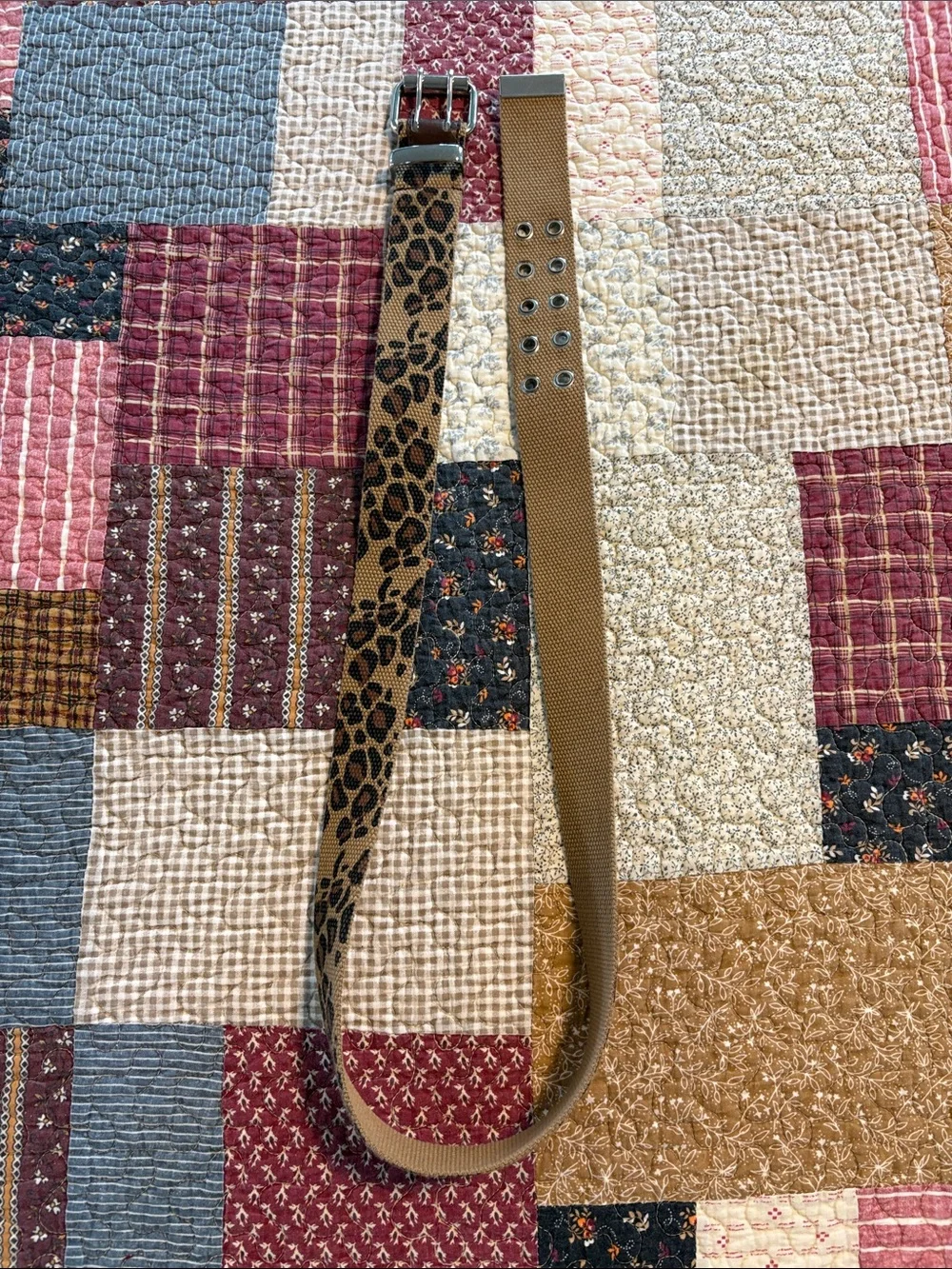 Leopard Print Canvas Women's Belt - Brown